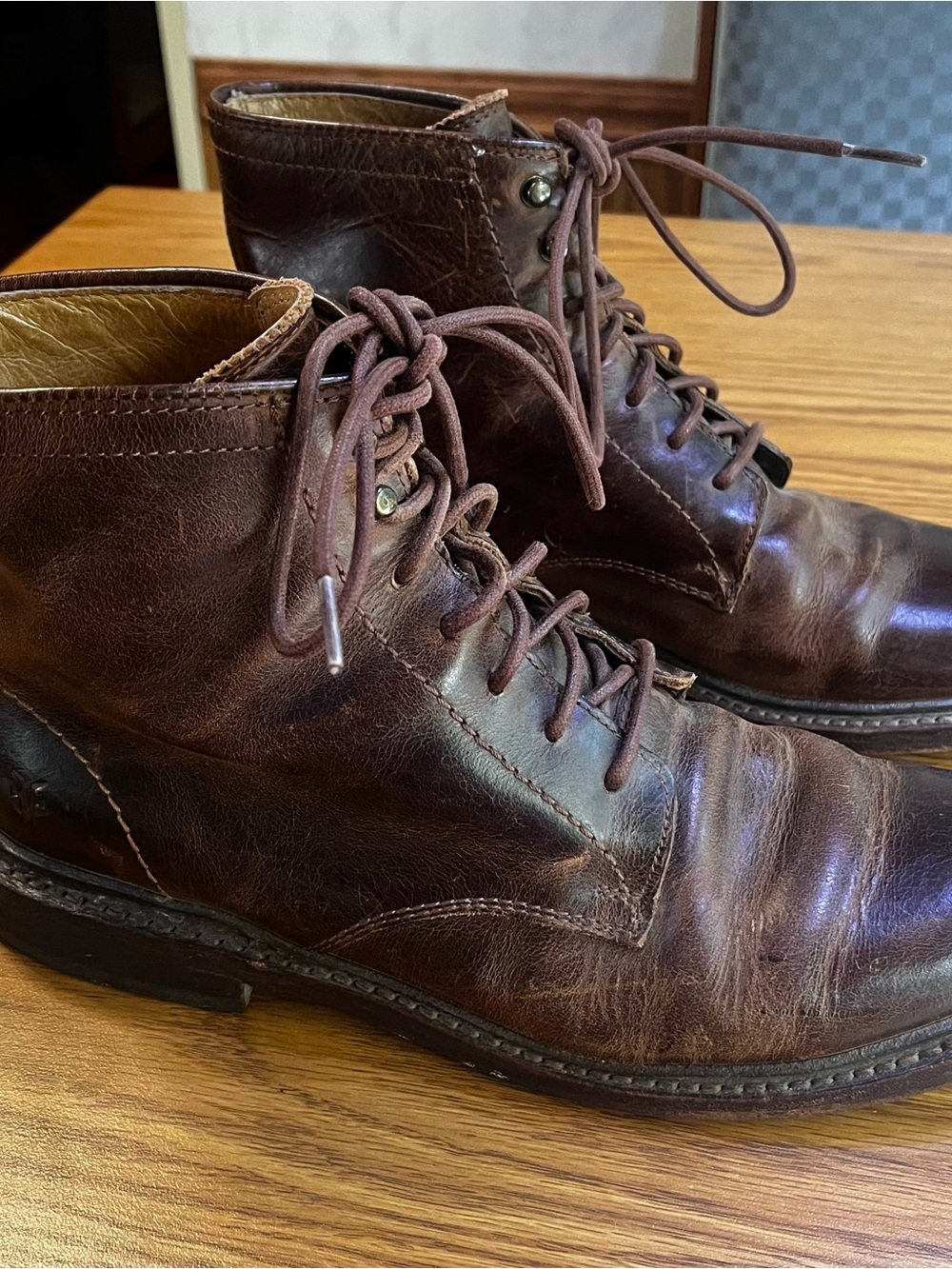 Frye Men's Brown Leather Lace-Up Boots - Picture 2 of 8